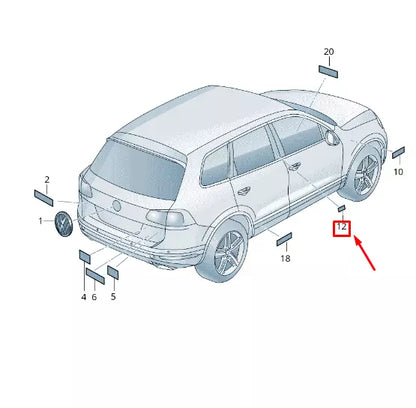 NEW VW TOUAREG 7P MK2 SELF-ADHESIVE LEFT BADGE 7P6853689AYMS