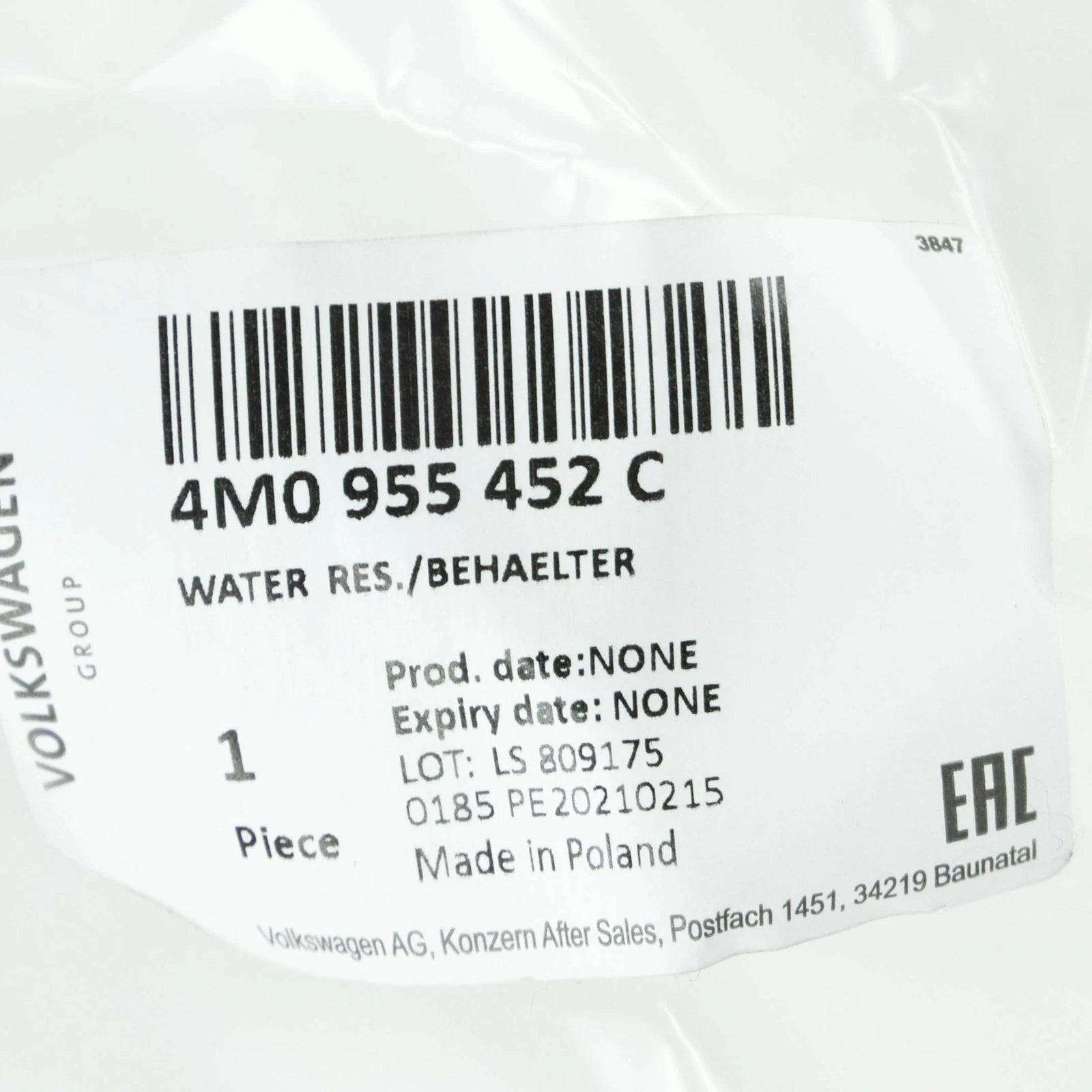 NEW AUDI Q8 4MN WINDSHIELD WASH WATER RESERVOIR 4M0955452C ORIGINAL