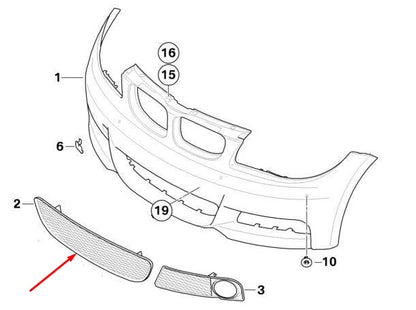 NEW BMW 1 E82 FRONT M BUMPER LOWER GRILLE 51118045432 8045432 2010 ORIGINAL