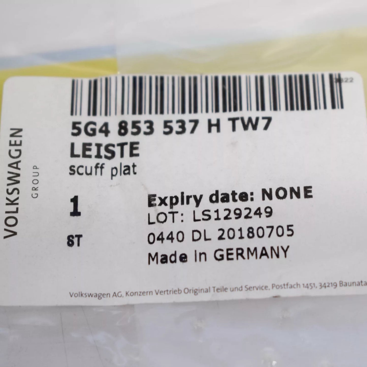 NEW VOLKSWAGEN GOLF MK7 DOOR SILL TRIM 5G4853537HTW7