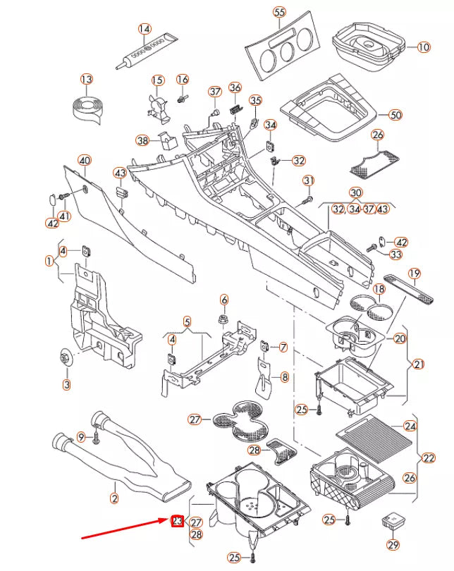 NEW VOLKSWAGEN PASSAT B6 CENTRE CONSOLE DRINKS HOLDER 3C0862531D1QB