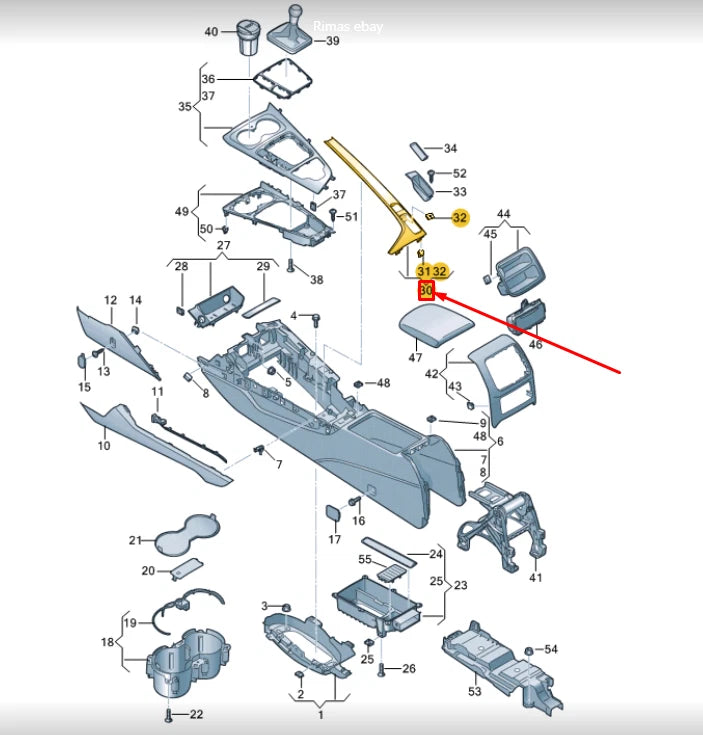 NEW AUDI A4 8W B9 FRONT CENTER CONSOLE TRIM RHD 8W2863969H1LQ ORIGINAL