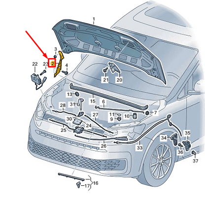 new vw caddy sb mk4 front left bonnet hinge 2k7823301b original
