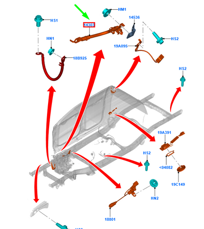 new ford ranger t6 mk1 radio suppression cable 2118272 hb3t-14303-da original
