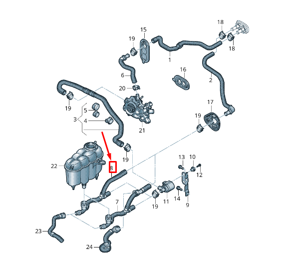 new audi a4 8w coolant hose with quick release coupling 8w0819334r original