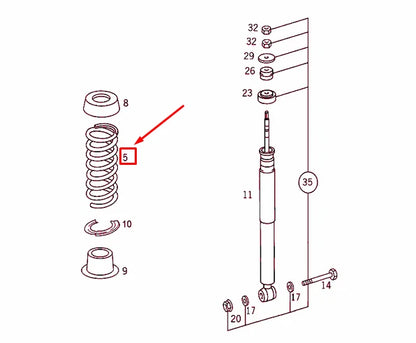 NEW MERCEDES-BENZ C W202 REAR SPRING A2023242104 ORIGINAL