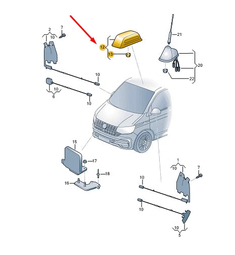 NEW VW TRANSPORTER VI T6 ROOF ANTENNA 7LA035507 ORIGINAL