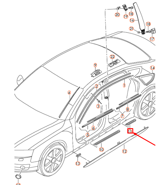 new audi a5 sportback 8ta rear left sill trim strip 8t885337501c original