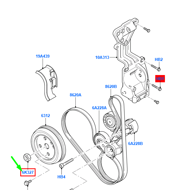 new ford kuga mk1 c394 drive belt pulley mounting nut 1371721 original