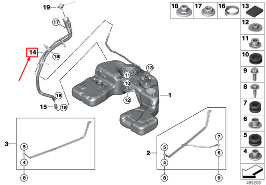 new bmw x5 g05 plastic fuel filler pipe 16117439928 original