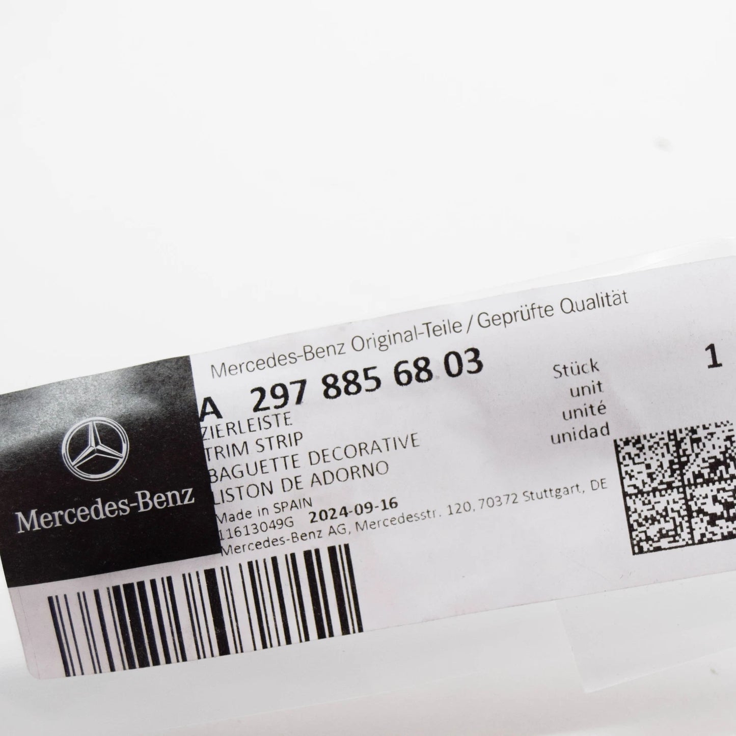 NEW MERCEDES-BENZ EQS V297 REAR RH UPPER BUMPER TRIM STRIP A2978856803 ORIGINAL