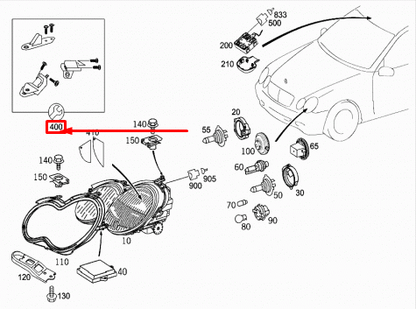 NEW MERCEDES-BENZ CLK C209 LEFT HEADLIGHT BRACKET REPAIR KIT A2098201114