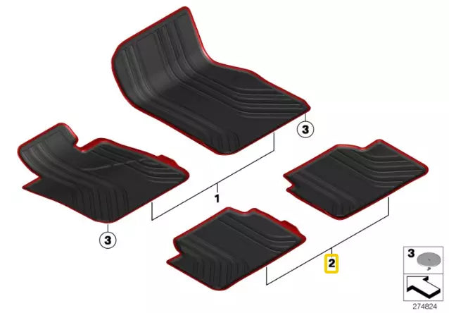 NEW BMW SERIES 1 F20 RUBBER FLOOR MATS ALL WEATHER REAR SET 2210210