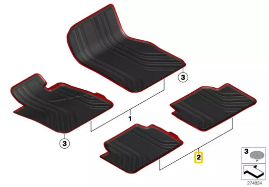 NEW BMW SERIES 1 F20 RUBBER FLOOR MATS ALL WEATHER REAR SET 2210210