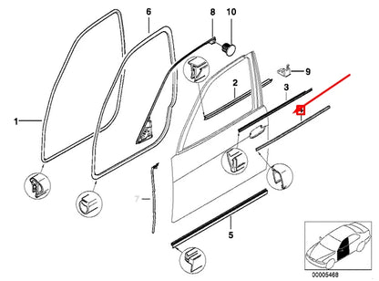 NEW BMW 5 E39 FRONT LEFT EXTERIOR MOULDING 51212427415 2427415 ORIGINAL
