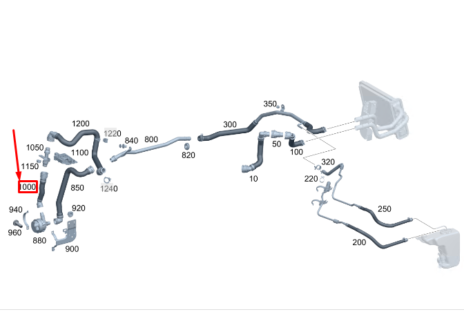 new mercedes-benz s w223 coolant pump hose a2238309502 original