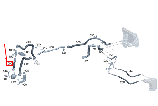 new mercedes-benz s w223 coolant pump hose a2238309502 original