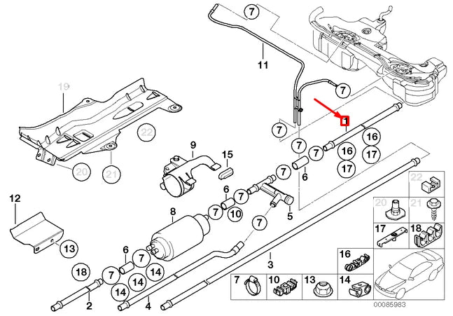 NEW BMW 3 E46 REAR FUEL FEED LINE 16126750588 6750588 ORIGINAL