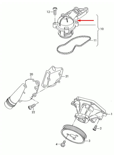 NEW AUDI A8 D3 COOLANT THERMOSTAT 06E121111H 2.8 FSI