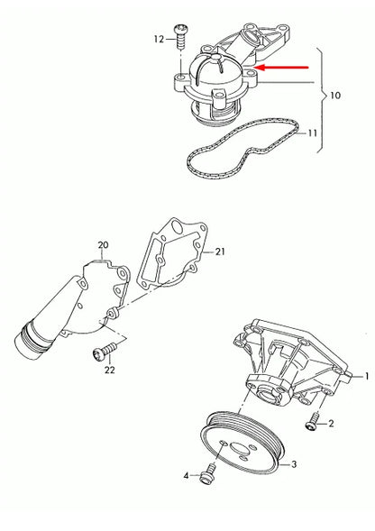 NEW AUDI A8 D3 COOLANT THERMOSTAT 06E121111H 2.8 FSI