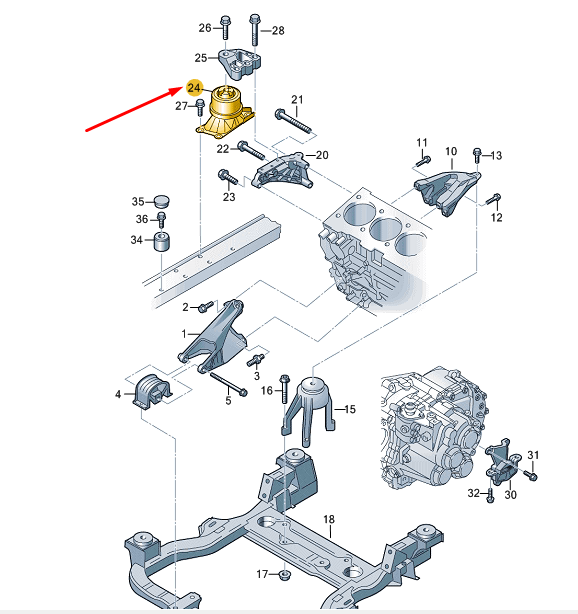 new vw transporter vi t6 right side engine mount 7la199256a original