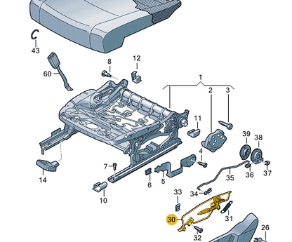 new volkswagen atlas ca1 front left seat retaining lever 3cn881537a original