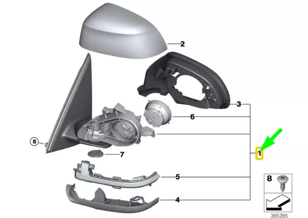NEW BMW X5 F15 FRONT RIGHT SIDE WING MIRROR SHADOW-LINE LHD 51167364060 ORIGINAL