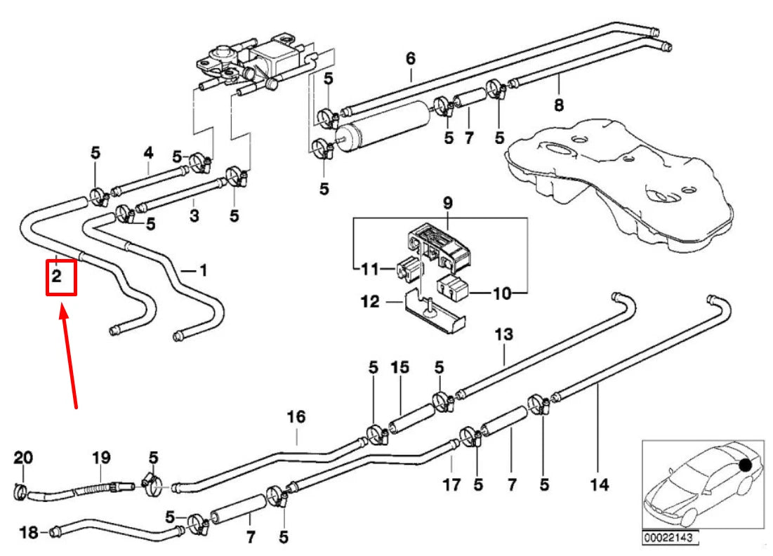 NEW BMW 7 E38 FUEL RETURN LINE 1183219 16121183219 ORIGINAL