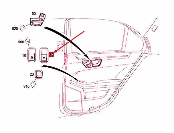 NEW MB E W212 REAR WINDOW ROLLER BLIND SWITCH BLOCK A21290564019107 ORIGINAL