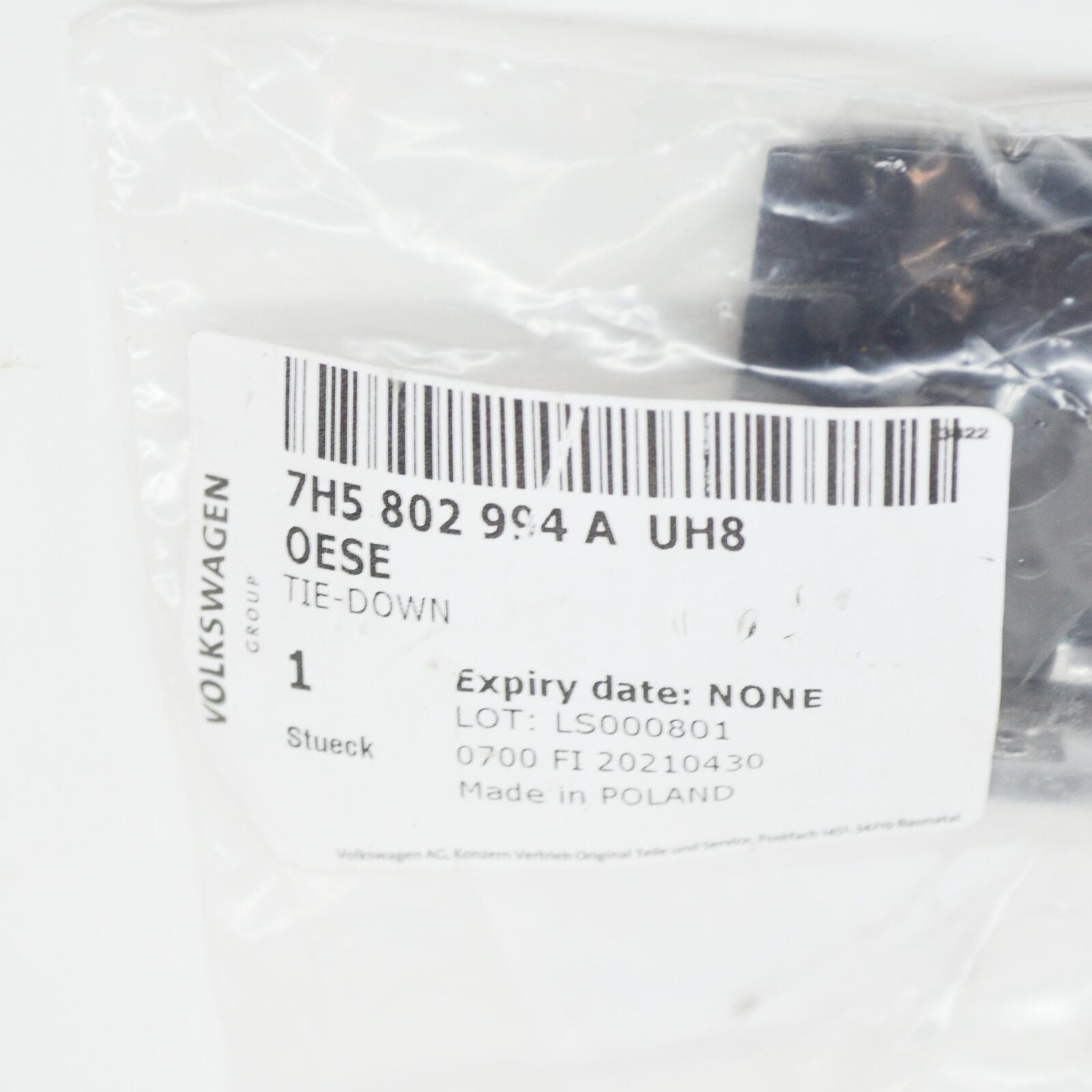 NEW VW TRANSPORTER T6 SEAT GUIDE RAIL LASHING EYE 7H5802994AUH8 ORIGINAL