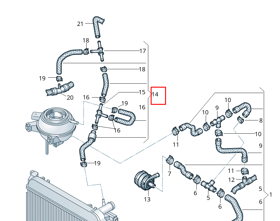 new volkswagen e-up coolant hose pipe 12e122447a original