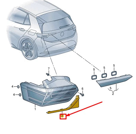NEW VW ID.3 E11 REAR LEFT OUTER TAIL LIGHT TRIM 10A945311 ORIGINAL