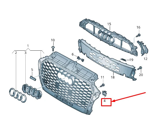 NEW AUDI RS3 LEFT RADIATOR GRILLE ULTRASOUND SENSOR SUPPORT 8V5919267G ORIGINAL