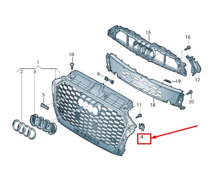 NEW AUDI RS3 LEFT RADIATOR GRILLE ULTRASOUND SENSOR SUPPORT 8V5919267G ORIGINAL