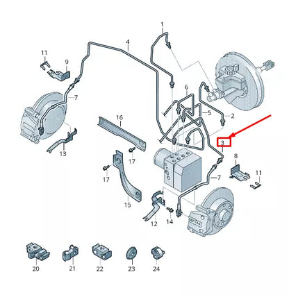 NEW VW SHARAN 7N BRAKE PIPE FROM HYDRAULICS TO BRAKE HOSE 7N0614723A