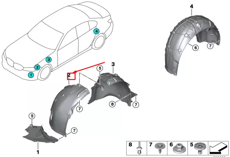 NEW BMW 3 G20 FRONT RIGHT INNER FENDER FRONT PART 51717340910 ORIGINAL