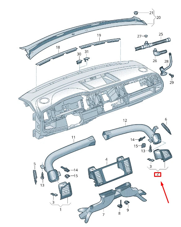 NEW VW TRANSPORTER VI T6 DASHBOARD AIR VENT RIGHT RHD 7E6819204HJMG