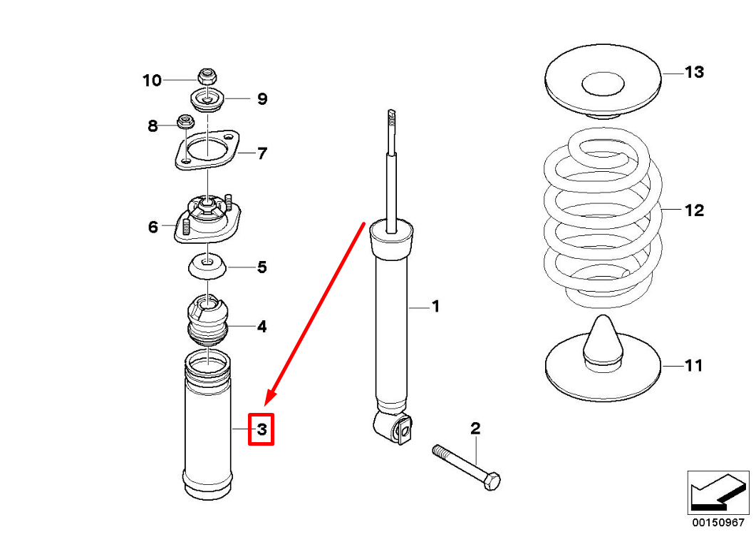 new bmw z4 e86 rear shock absorber protection tube 1136283 33521136283 ne w