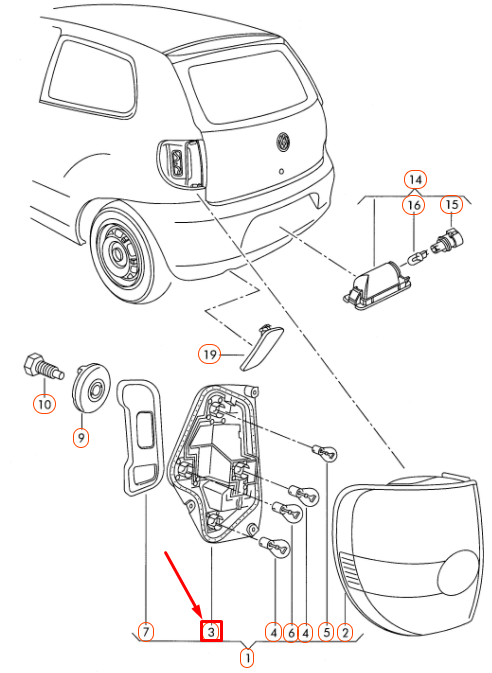 NEW VOLKSWAGEN FOX RIGHT TAIL LIGHT BULB HOLDER 5Z0945258 ORIGINAL