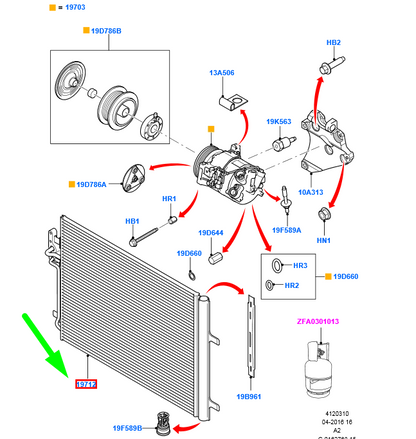 new ford mondeo mk4 air conditioning condenser 9g91-19710-ba 1710241 original