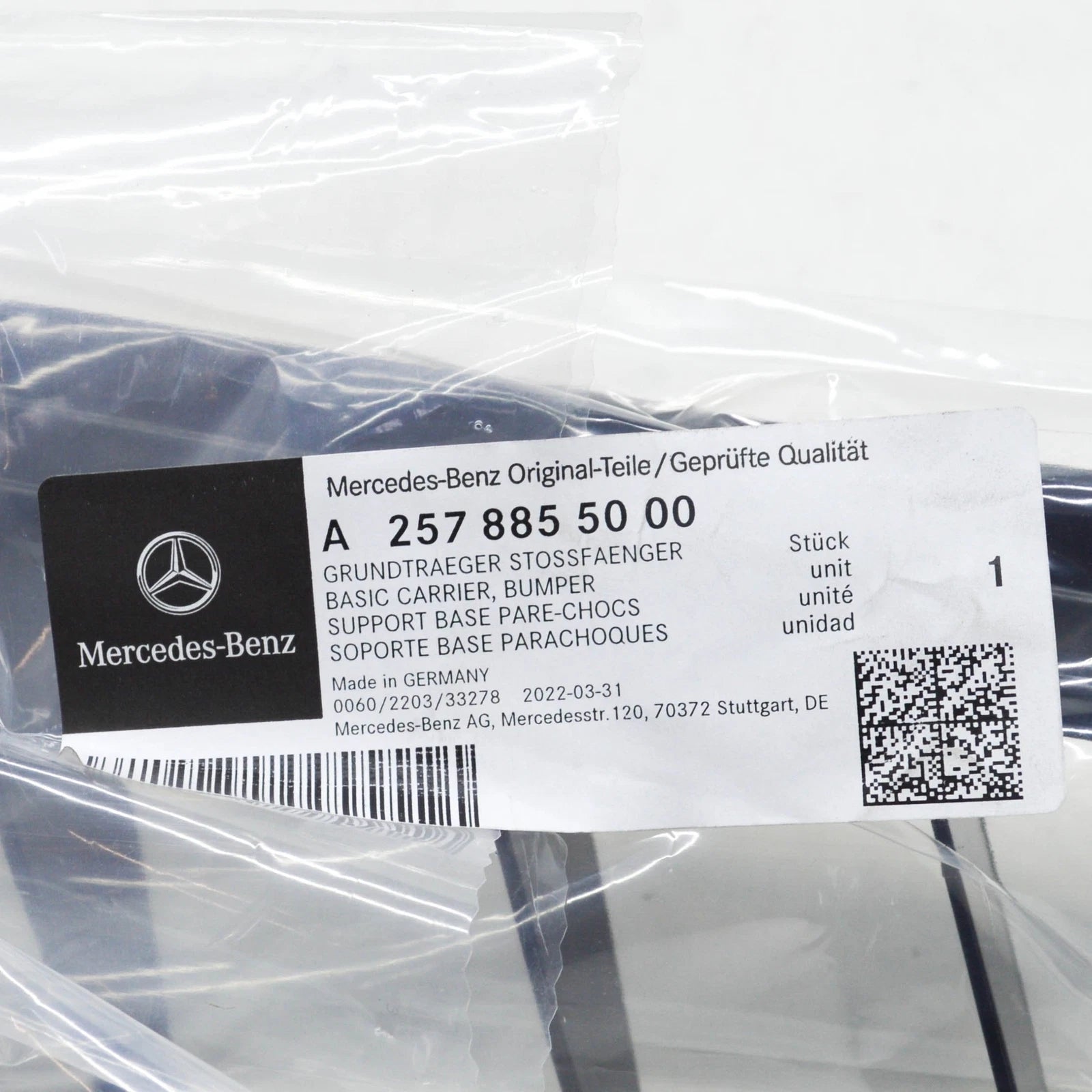 NEW MB CLS C257 FRONT BUMPER INSIDE TOP BASIC CARRIER A2578855000