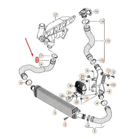 NEW AUDI A4 B8 RIGHT SIDE CHARGE AIR COOLER PRESSURE HOSE 8K0145738M ORIGINAL