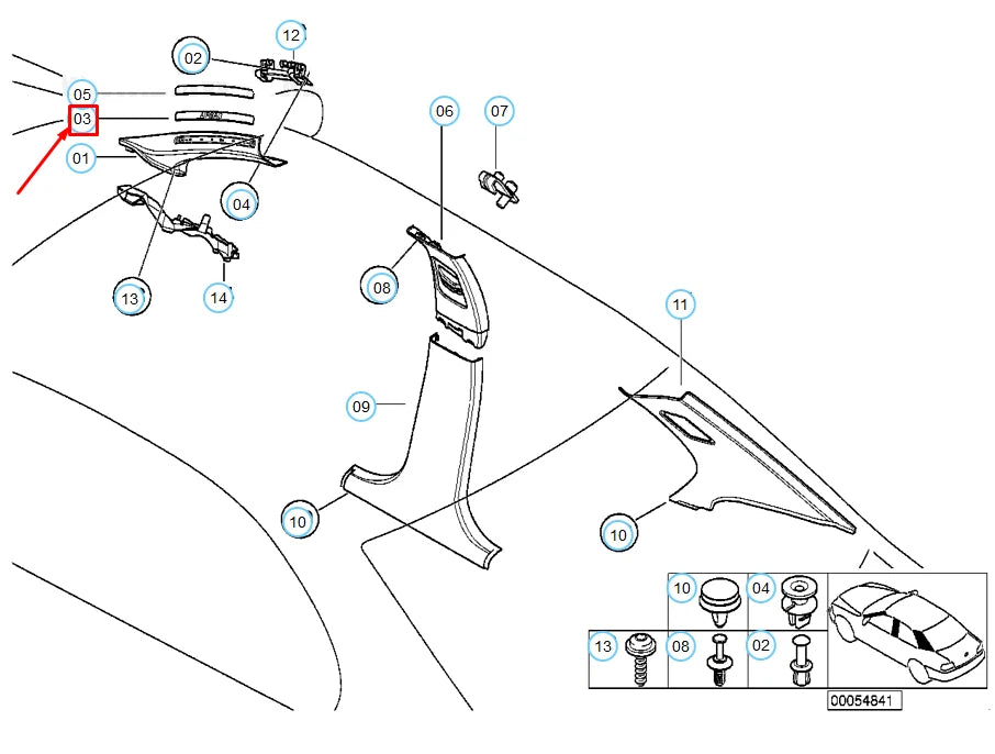 NEW BMW 3 E46 INNER INSERT FOR A PILLAR TRIM PANEL 51438248252 8248252 ORIGINAL