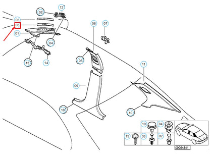 NEW BMW 3 E46 INNER INSERT FOR A PILLAR TRIM PANEL 51438248252 8248252 ORIGINAL