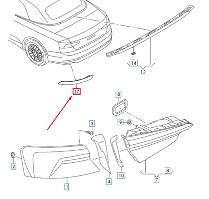 new audi a5 8w6 rear right bumper reflector 8w6945106 original