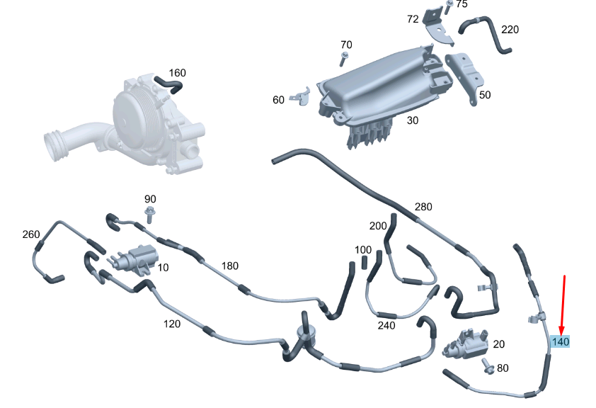 new mercedes-benz glc c253 vacuum line a6510700200 original