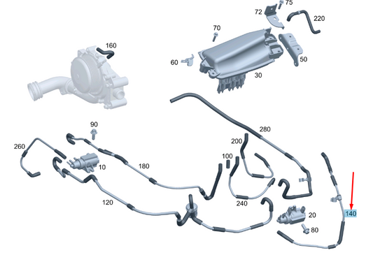 new mercedes-benz glc c253 vacuum line a6510700200 original