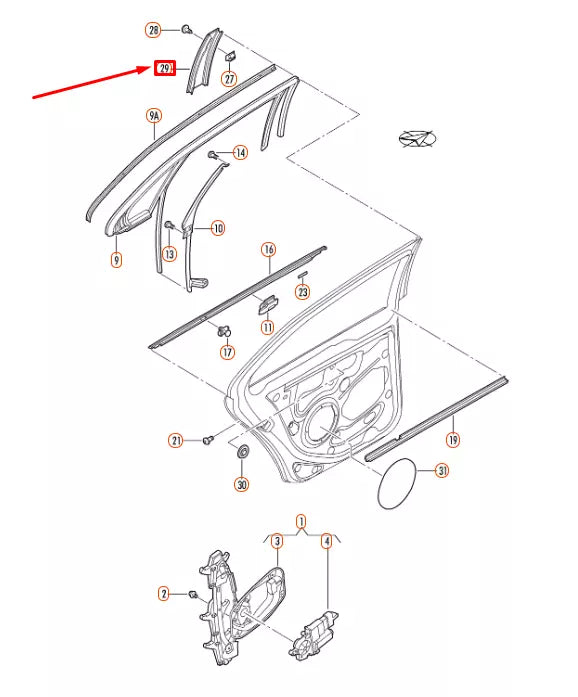 NEW VW JETTA A5 REAR LEFT DOOR WINDOW FRAME TRIM 1K5839901D03C ORIGINAL