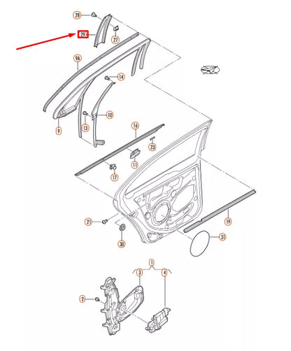 NEW VW JETTA A5 REAR LEFT DOOR WINDOW FRAME TRIM 1K5839901D03C ORIGINAL