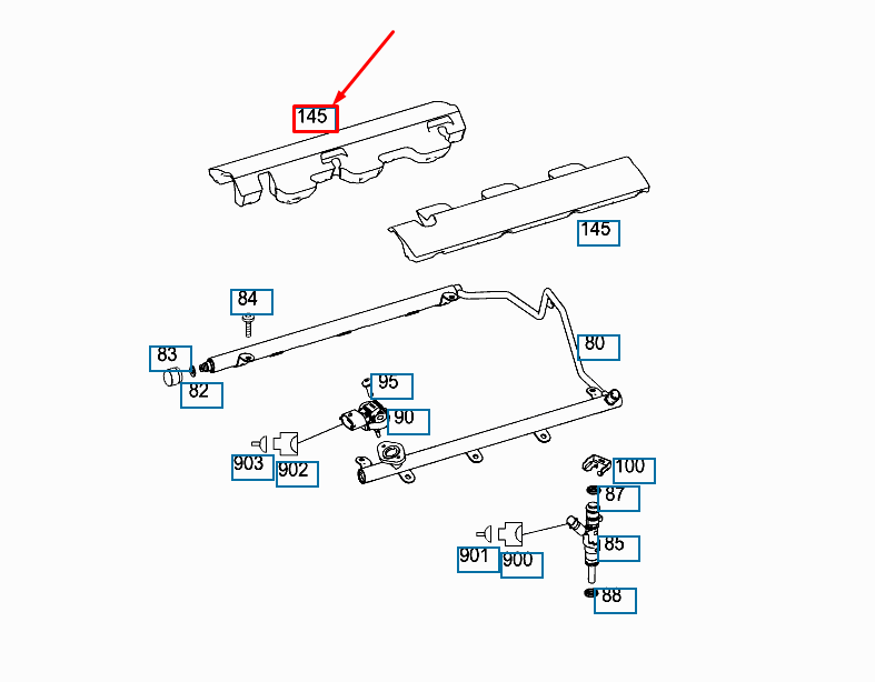 NEW MB ML W164 AMG RIGHT FUEL DISTRIBUTOR DAMPING WEDGE A1562260285 ORIGINAL